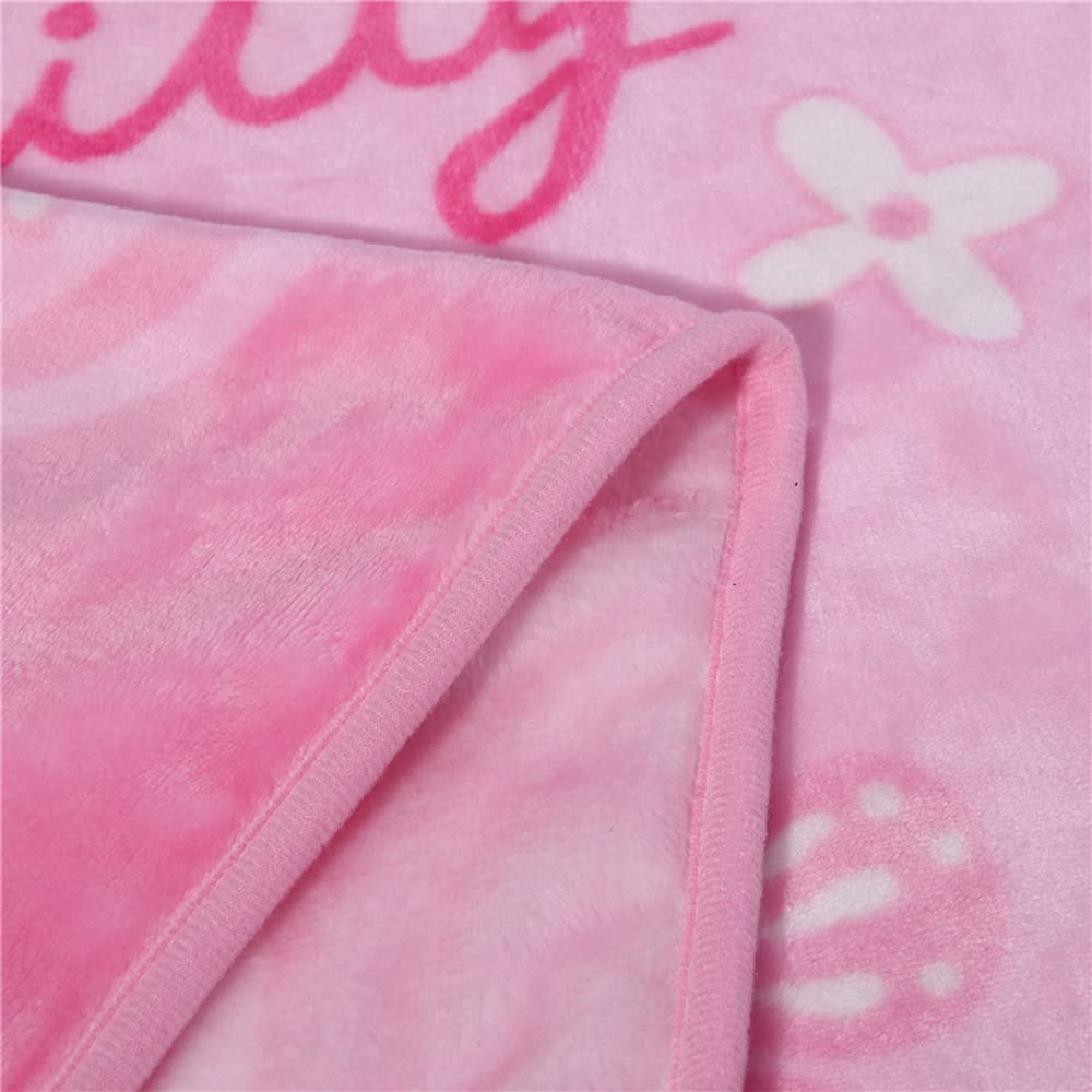 SIKYUCOR Cartoon Printing Throw Blanket for Girls Kids Adults, 40""x55"", All Seasons Flannel Fleece Blanket, Soft & Warm Plush Blankets for Couch Sofa Bed Camping Travel (pink 1)