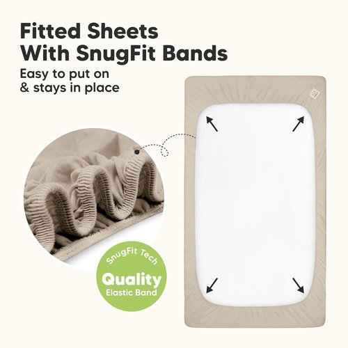 KeaBabies Waterproof Baby Crib Sheets - 2-Pack Fitted Bamboo Toddler Bed Sheets, 52x28, Soft Ecru
