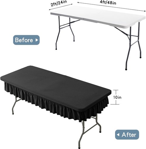 4ft Black Stretch Tablecloth by [Brand Name] - Waterproof, Wrinkle-Resistant Design for Events & Table Protection