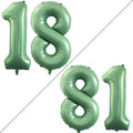 GOER Jumbo 42-Inch Number 18 Balloons - Sweet 18 Party Decorations in Sage Green | Helium-Ready Foil