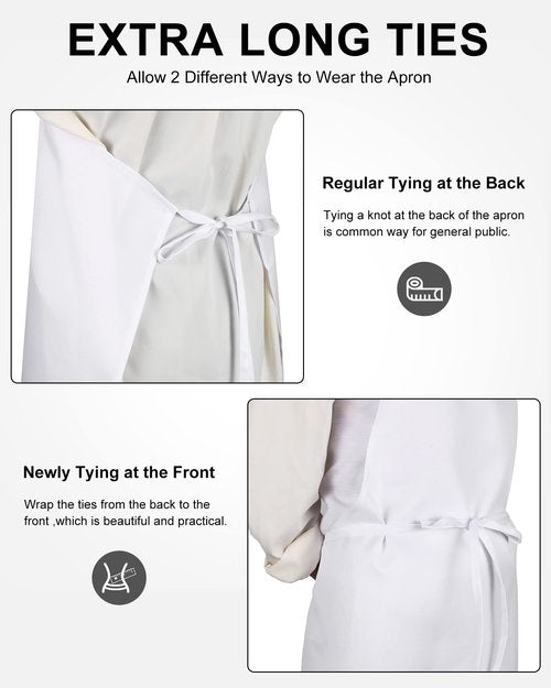Foaincore 36 Pack Bib Aprons Bulk Plain Aprons for Man Woman Adult Unisex Apron Machine Washable Adjustable Bib Apron(White)