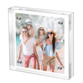 M-sorflly Small 4×4 Inches Acrylic Picture Frame,Clear Magnetic Picture Frame for Wedding,Double Sided Frameless Photo Frame for Desktop Free Standing,Display Stand Acrylic Frame