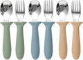 Eascrozn Toddler Utensils - 6 Pack Kids Silverware Set with Silicone Handles | Safe 18/8 Stainless Steel