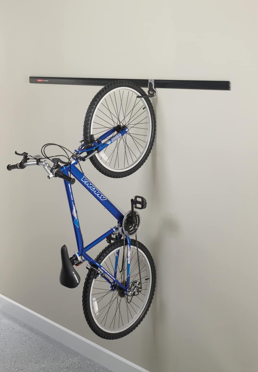 Rubbermaid FastTrack Vertical Bike Hook - Heavy-Duty Wall Mount Hanger Holds Up to 50 Pounds | Black