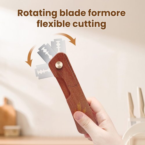 Drcomtruing Wooden Bread Lame Dough Scoring Tool, Handcrafted Bread Scoring Tool for Sourdough Bread Baking, Upgraded Sourdough Scoring Tool With Screw Lock & 10 Razor Blades (Reddish Brown)
