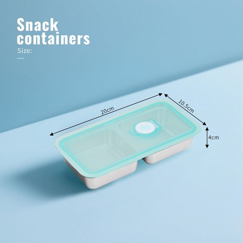 6 PCS Stainless Steel Snack Containers, Double Compartment Reusable Food Storage, Dishwasher-Safe & Leak-Proof, Ideal for Travel, Outdoor Camping, Work and Daily Use