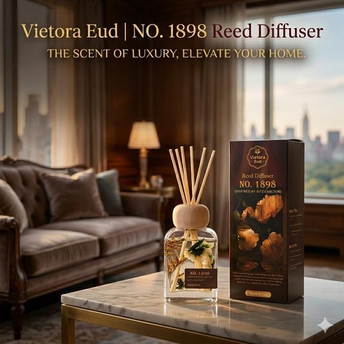 Luxury Hotel Scent Reed Diffuser 100ml (3.38oz) | No.1898 Hotel Collection Diffuser Oil Inspired by Ritz Carlton | Home, Bathroom & Office Decor | Long-Lasting Room Freshener Gift Set