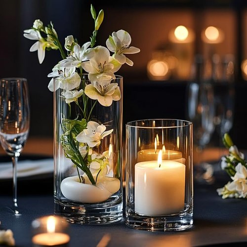 Zomiol Glass Cylinder Vase Set of 18 for Centerpieces, 4,4.7,6 inch Tall Clear Vase Bulk Floating Candle Holder for Wedding Table Home Décor and Party