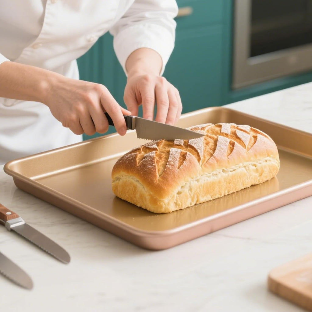 ZOENHOU Nonstick Baking Sheet Pan Set - 3 Sizes (9, 11, 13 Inch) | Ideal for Cookies, Cakes & Bread - Rose Gold
