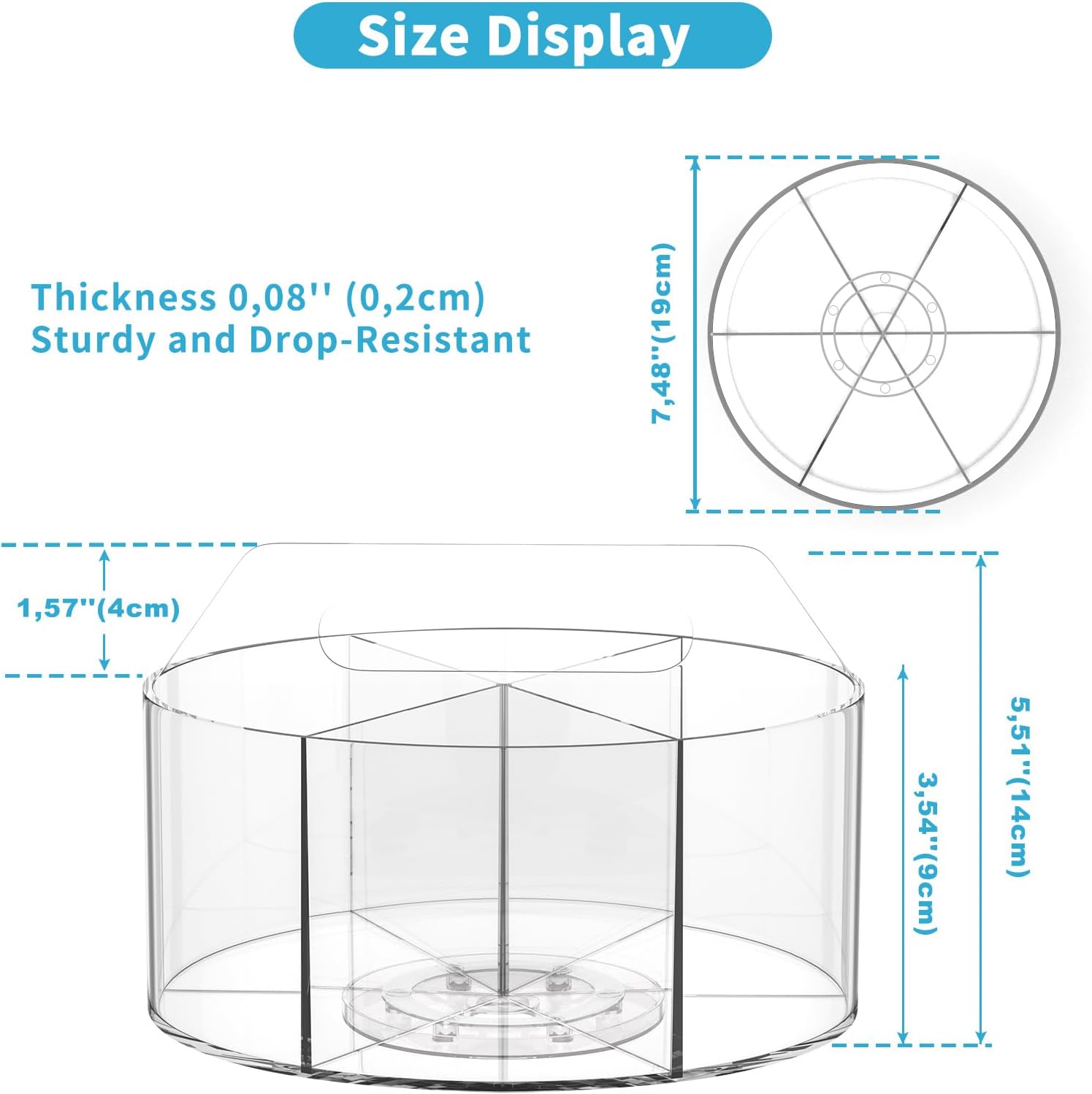 Rotating Markers Organizer - Acrylic Lazy Susan for Kids | 360° Spinning Pencil Holder with 6 Compartments