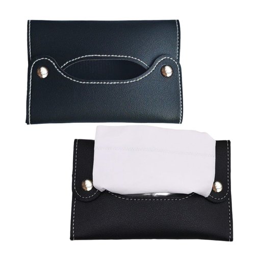 OKKRMGZ 2Pcs Pocket Tissue Holder for Purse Travel Size Bag Case for Paper Towels Reusable PU Storage Pouch Car Tissue Box Holder for Toilet Paper Compact Use Black
