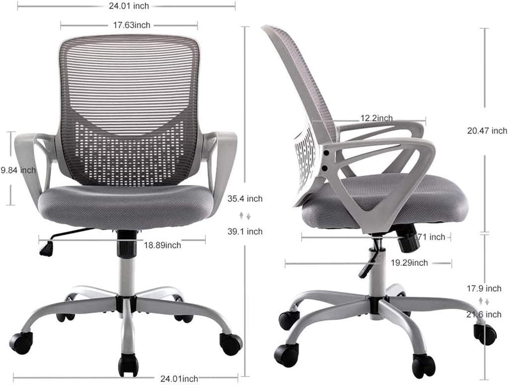 Regine Switzerland Ergonomic Office Chair - Adjustable Rolling Mesh Design with Lumbar Support | Modern Mid Back