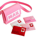 Libima Felt Mailbox with Envelopes Kids Valentine Mailbox Toy Mail Bag Gift Box Letter Greeting Cards Carrier 10 x 8 Inches for Boys Girls for Preschool Classroom Pretend Postman Mailman(Pink)