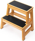 StrongTek Wood Step Stool - Heavy-Duty Two-Step Design for Adults & Kids | 17" Tall, Non-Slip Steps