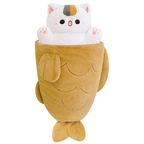 Ditucu 11.8 inch Taiyaki Cat Plush Pillow Cute Kitten Inside Fish 2 in 1 Soft Stuffed Animal Plushies Toys with Outfit Sleeping Doll Gifts for Girls Boys