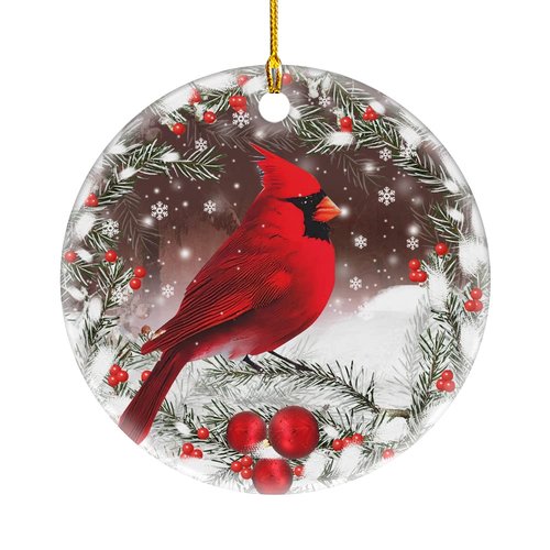 Oldchi Christmas Red Cardinal Ornaments, Ceramic Tree Decorations - Cardinal Bird Memorial Gifts Surrounded by Your Glory Ceramic Ornament - Best Gifts for Christmas