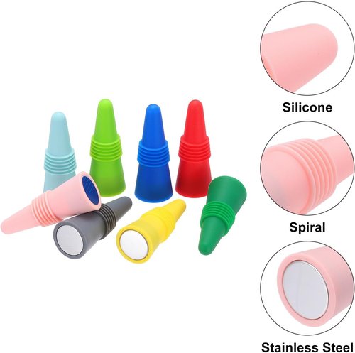 MECCANIXITY 8Pcs Wine Stoppers High Temp Silicone Plug T Shaped Wine Bottle Stopper Wine Outlet Cap Bottle Cover, Nordic Pink