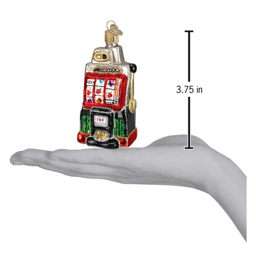 Old World Christmas Vegas Slot Machine Glass Blown Ornament for Christmas Tree, Handcrafted Holiday Decoration, Gamble Collection