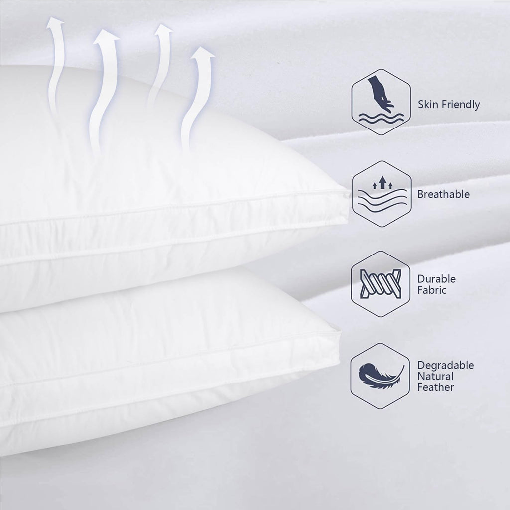 Vendare Down Pillows King Size Set of 2 - Goose Down & Feather Blend 600 Fill Power, 100% Cotton Cover, Hypoallergenic, Hotel Quality Luxury Pillows