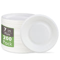 Vplus 100% Compostable Paper Plates, 200 Pack 7 Inch Disposable Paper Plates, Uncoated Biodegradable, Made of Sugar Cane Fibers, Perfect for Sandwich, Cake, and Snack