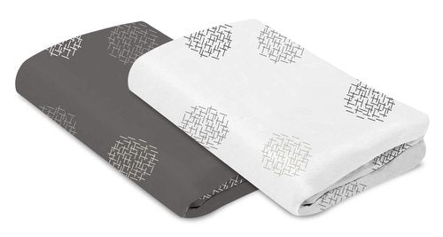 4moms breeze Bassinet Sheets, For Baby Bassinets and Furniture, Machine Washable and 100% Cotton, White & Grey, 2 Pack,2 Count (Pack of 1)