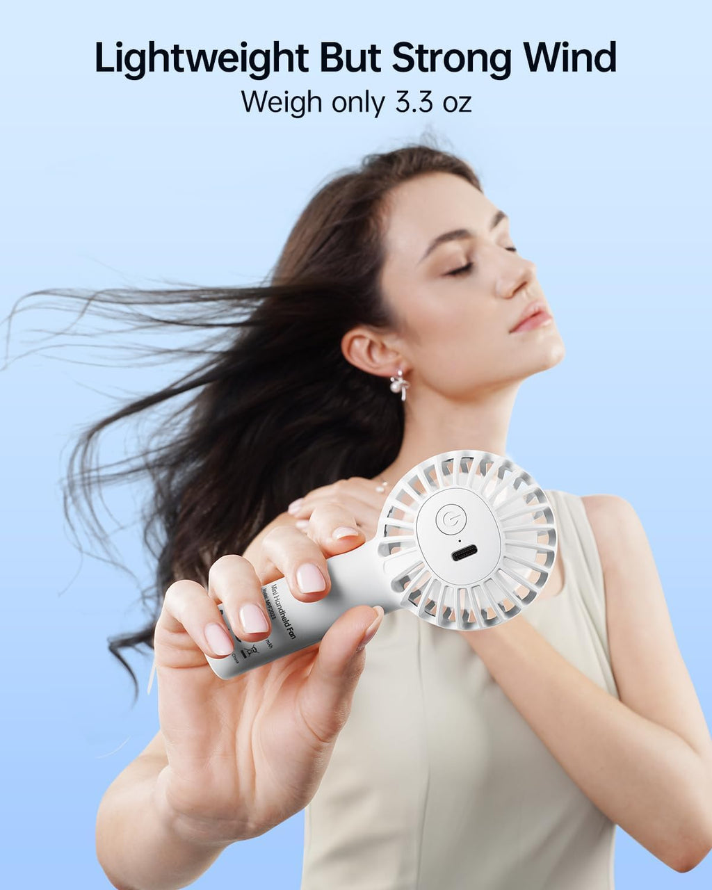 Sweetfull Mini Portable Fan - Rechargeable Handheld Fan with 3 Speeds | Cute White Design for Travel & Makeup