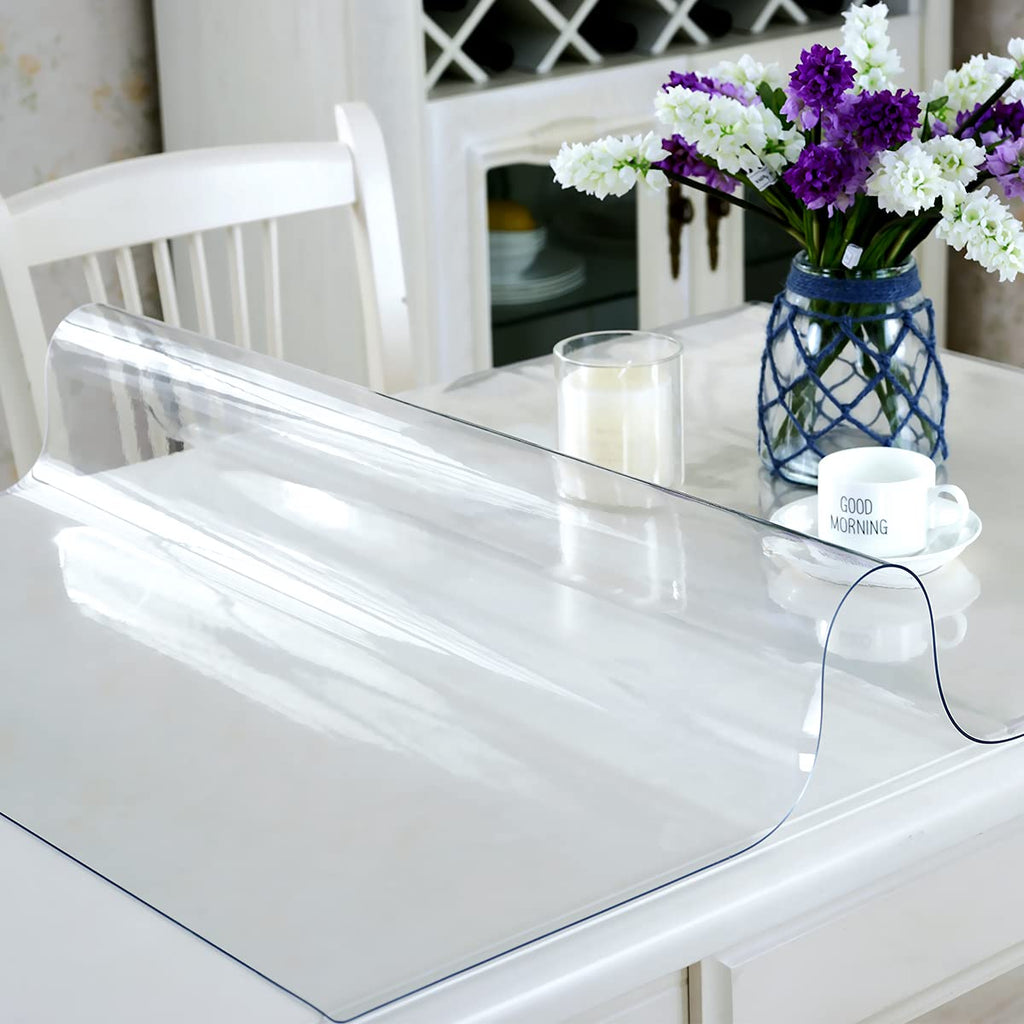 Royhom Clear Table Protector 40 x 62 Inch - 2mm Thick Plastic Table Cover, Clear Table Cover Protector Rectangle, Waterproof PVC Desk Mat for Coffee Table, Writing Desk, Dining Room, Dresser