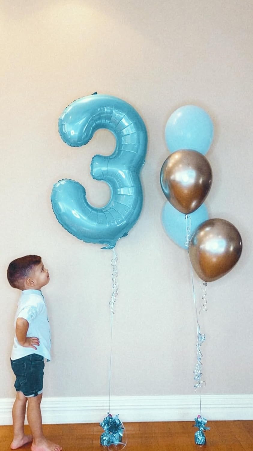 Pearlescent Blue Number 8 Balloon - 40 Inch Birthday Decoration for Boys & Girls