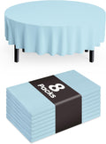 Pureegg Disposable Plastic Tablecloths - 84'' Round, Leakproof & Sturdy, Baby Blue | 8-Pack for Parties & Picnics