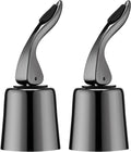Wine Stoppers for Wine Bottles with Stainless Steel Vacuum Wine Bottle Stopper with Silicone Reusable Wine Corks, Leak proof Keep Fresh Suitable for Red&White Bottle (Black, 2 Pack)