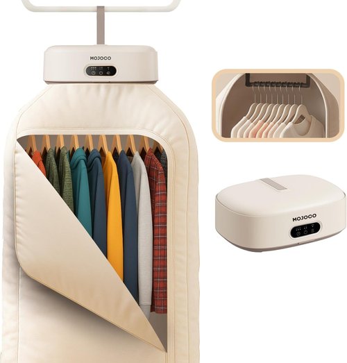 MOJOCO Portable Clothes Dryer - Mini Compact Dryer for Travel & RV - Quiet Fast-Drying Machine with Adjustable Timer