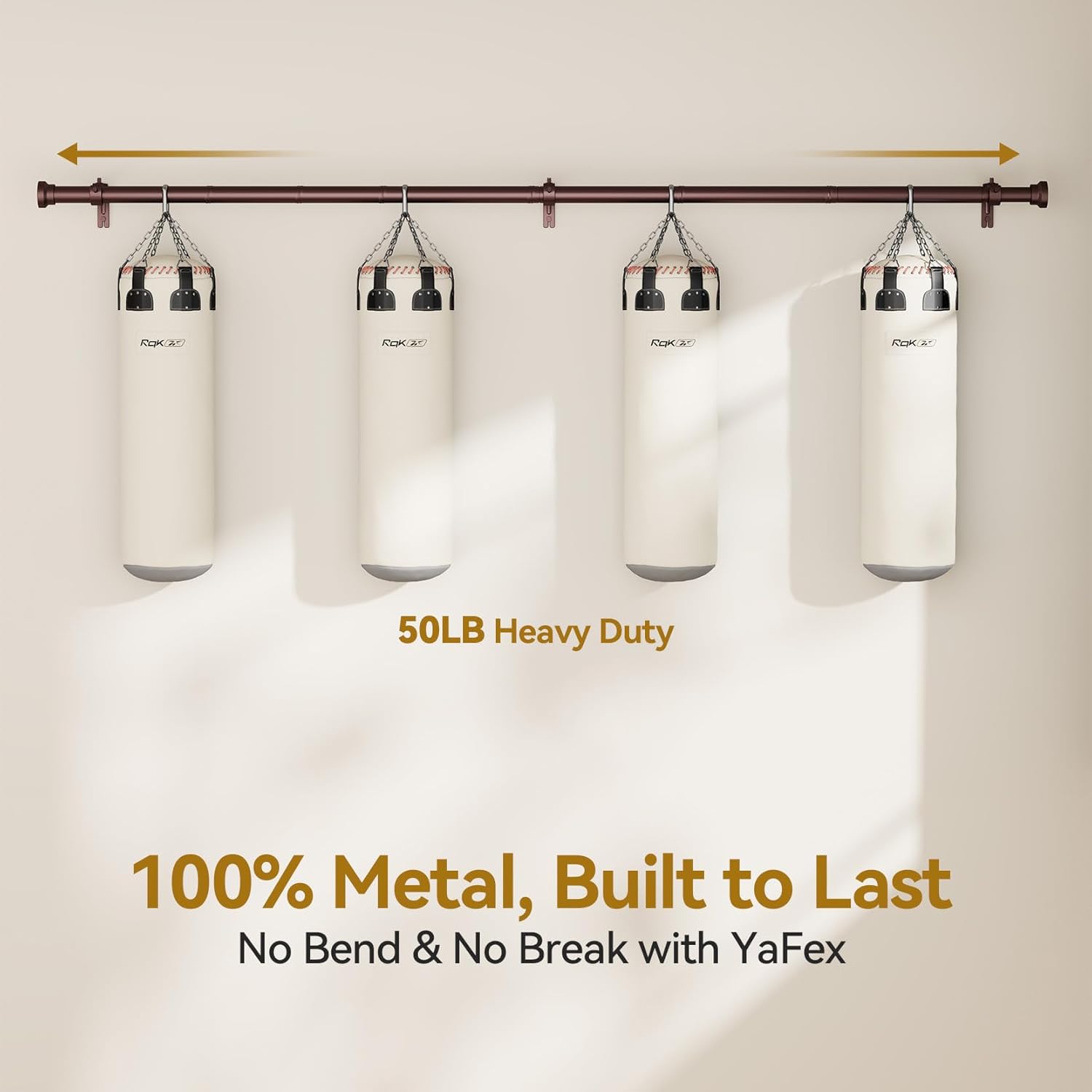 YaFex Adjustable Curtain Rods - Heavy Duty 1 Inch, 32-118 Inch, Modern Bronze Design, Easy Installation