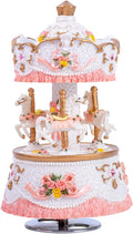 Skiennix Carousel Music Box - Colorful LED Lights & Luxury Horse Figurines | Perfect Gift for Kids