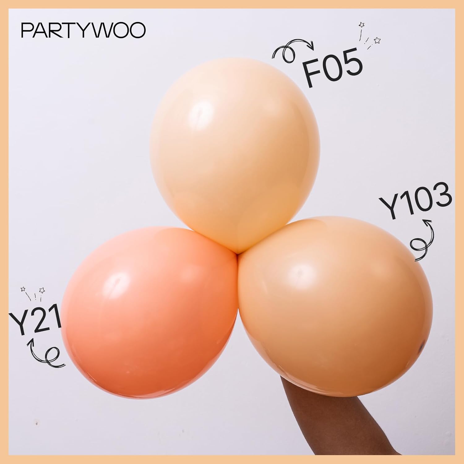 PartyWoo 12-Inch Nude Balloons - 100pcs Apricot Latex for Graduation, Wedding & Baby Showers