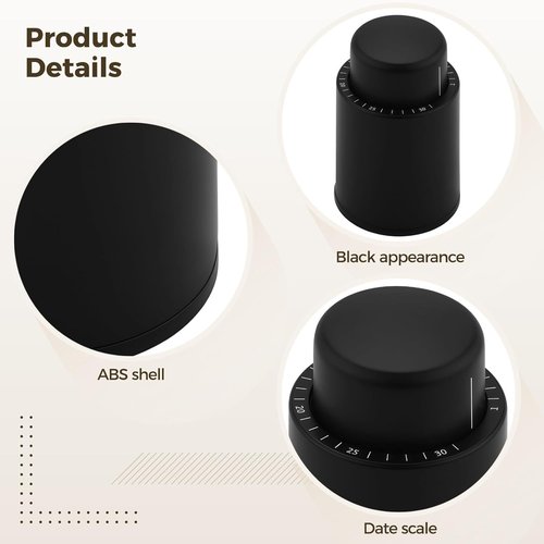 4 Pcs Vacuum Wine Stopper Set, Reusable Wine Preserver with Time Scale, Pump Design for Easy Use, ABS Shell & Silicone Seal, Anti-Leaking Wine Bottle Plug for Red Wine, Champagne