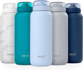 Ello Cooper 40oz Stainless Steel Water Bottle - Double Walled, Vacuum Insulated, Leak Proof, Halogen Blue