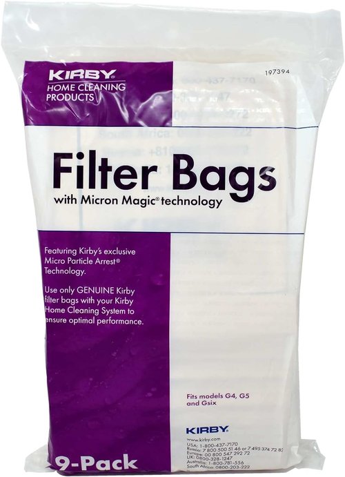 Kirby Vacuum Bags G4, G5, G6 – Genuine Micron Magic Filtration, 9-Pack – Part #197394, Universal Fit for Kirby Generation Series