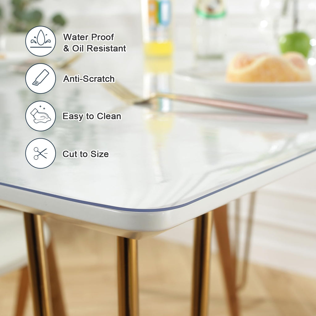 LovePads Clear Table Cover Protector 40 x 60 Inch, 1.5mm Thick Plastic Table Cover, Table Protector for Dining Room Table, Waterproof Vinyl Tablecloth Table Pad Mat for Kitchen, Dresser, Writing Desk