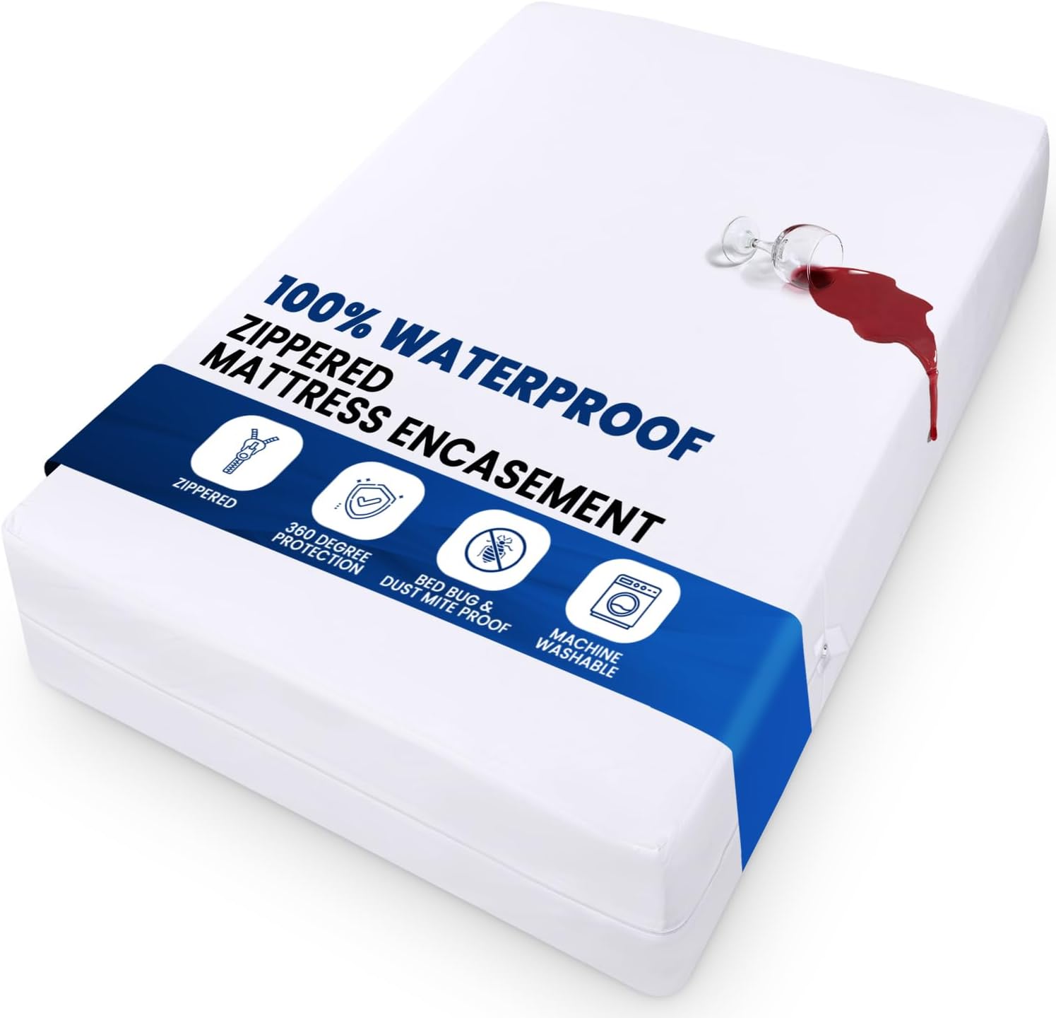 Utopia Bedding Waterproof Mattress Encasement - Super King Size Zippered Protector Cover | Bed Bug & Dust Mite Proof, White