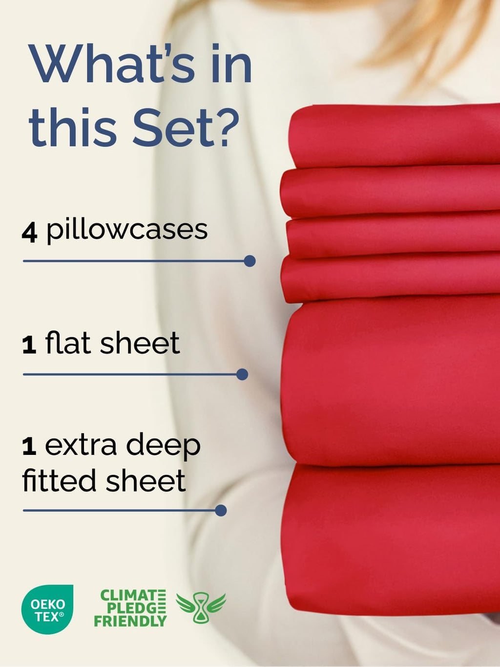 Skiennix Extra Deep Queen Sheet Set - 6 Piece Breathable Cooling Bedding - Luxury Red Sheets for All Ages
