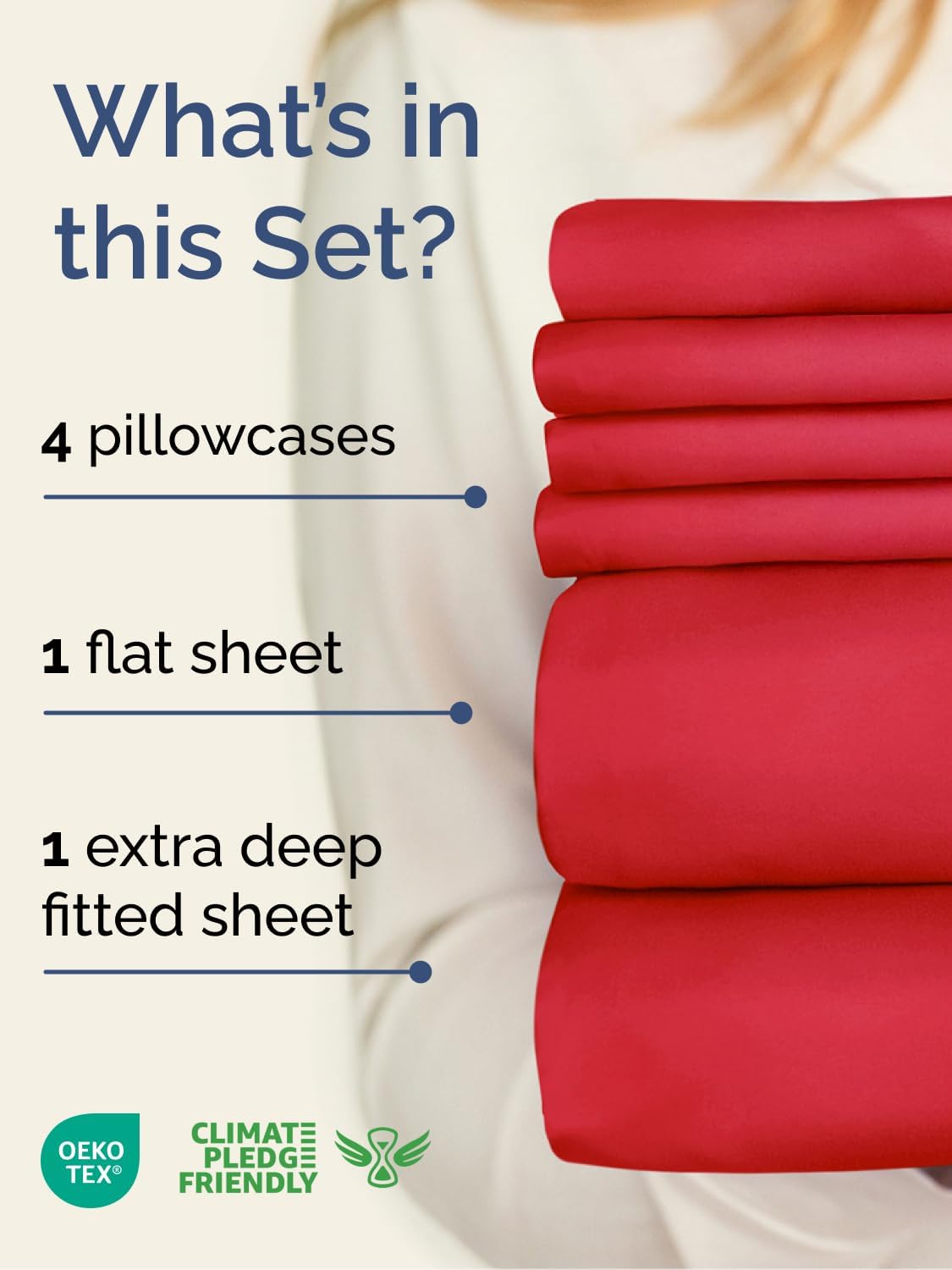 Skiennix Extra Deep Queen Sheet Set - 6 Piece Breathable Cooling Bedding - Luxury Red Sheets for All Ages