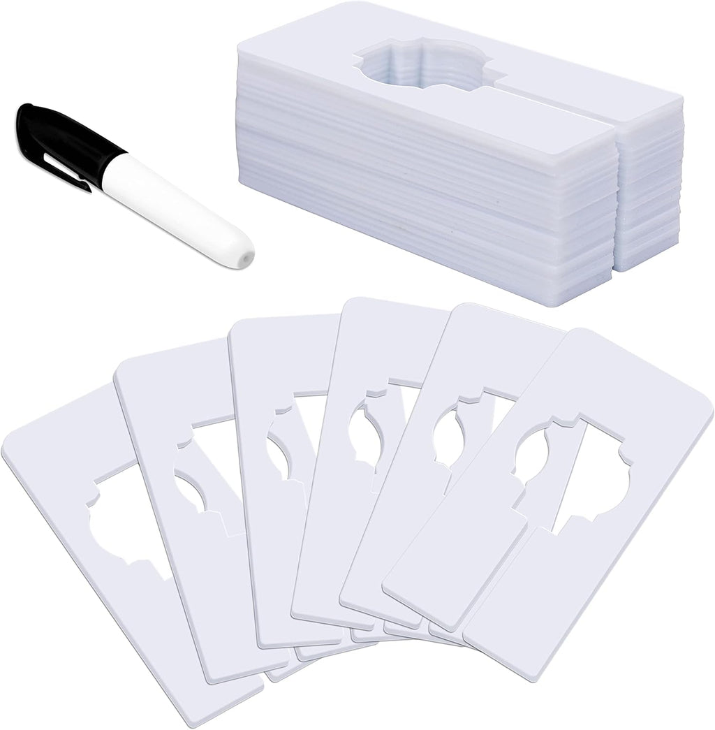 Skiennix 30 PCS White Plastic Closet Dividers - Writable & Reusable for Clothing Organization | 2” x 5.4”