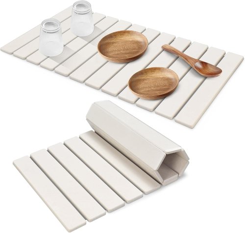 **Extral Large Stone Dish Drying Mat - Quick Dry Eco-Friendly Diatomaceous Earth | 28" x 16" for Kitchen Counter**