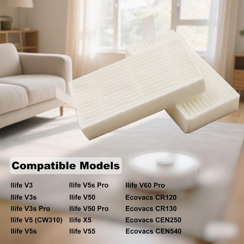 10pcs HEPA Filter for ILIFE Vacuum Cleaners, Replacement Filters for ILIFE V3, V3S, V3S Pro, V5, V5S, V5S Pro V5s Pro 2 V5s Plus Noisz S5 Robotic Vacuum Cleaner Robot Vacuum Filters