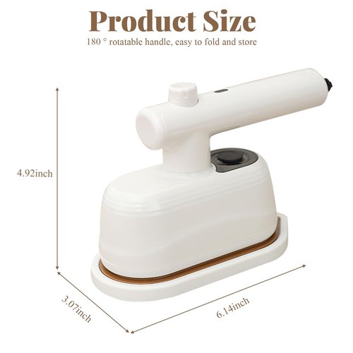 Travel Steamer for Clothes, 2in1 Dry & Wet Ironing Steamers, 30S Rapid Heating Handheld Portable Steam Iron, 180° Rotary Garment Irons for Tavel, Wrinkle Remover Steamer Iron for All Fabrics (White)