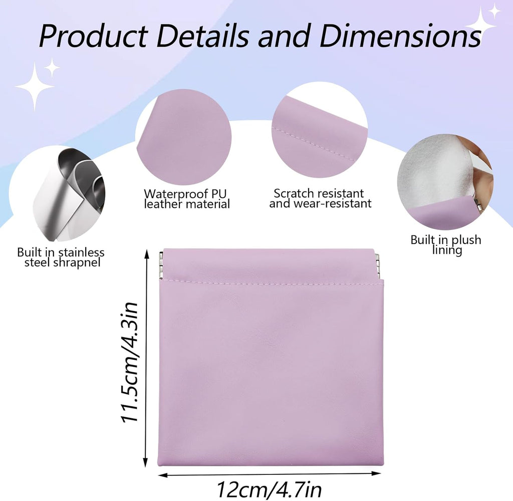 Personalized Snap Closure Leather Organizer Pouch 4 PCS Small Makeup Bag for Purse Mini Portable Cosmetic Bags for Women Lambskin Pocket Cosmetic Bag