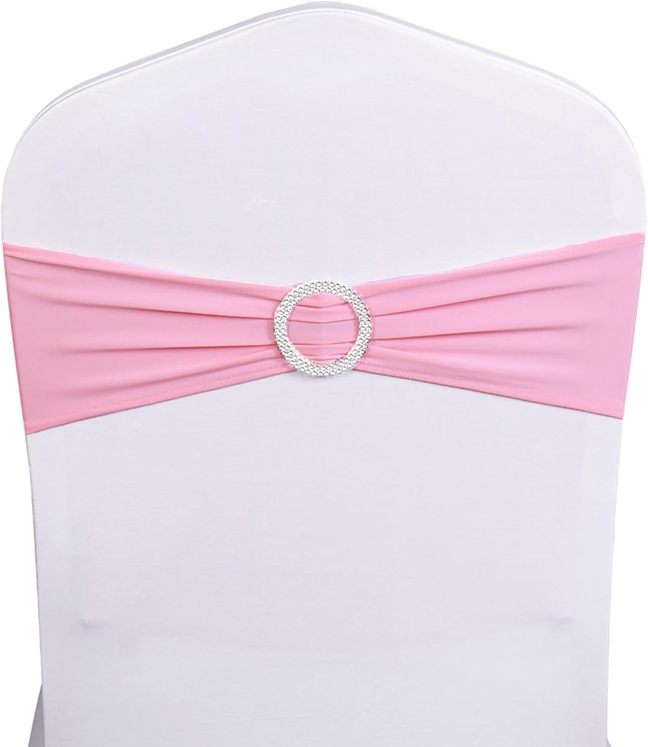 Skiennix Spandex Chair Sashes - Pack of 50 Pink Elastic Bands for Weddings & Events