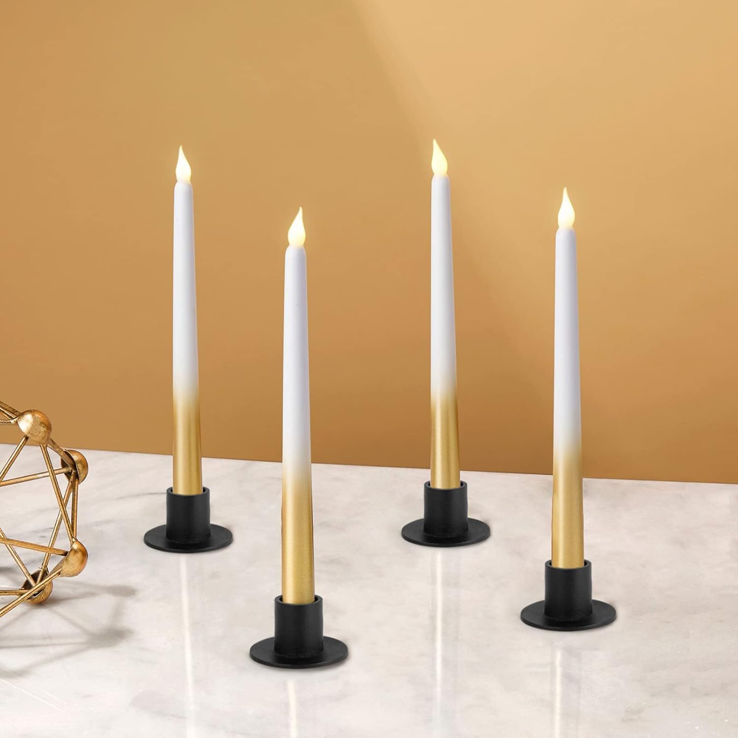 Regine Switzerland Black Candle Holders - Retro Farmhouse Decor for Home & Weddings | Set of 4