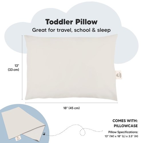 My Little Dreamy Toddler Pillow - Organic Cotton Travel Bed Pillowcase, Soft & Breathable | 13x18 inches, Clay Color