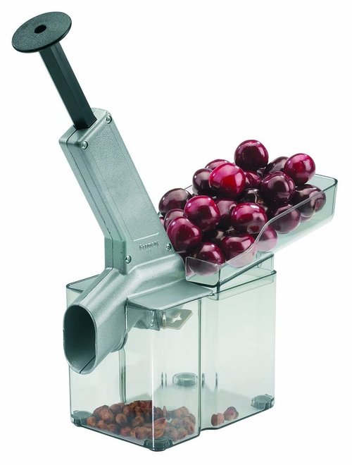 Westmark Kirschomat Cherry Pitter – High Capacity Cherry Stoner, 33 lbs/Hour, Stainless Steel Plunger, Large Pit Container, Manual Cherry Seed Remover, Ideal for Pies, Canning, Silver/Black